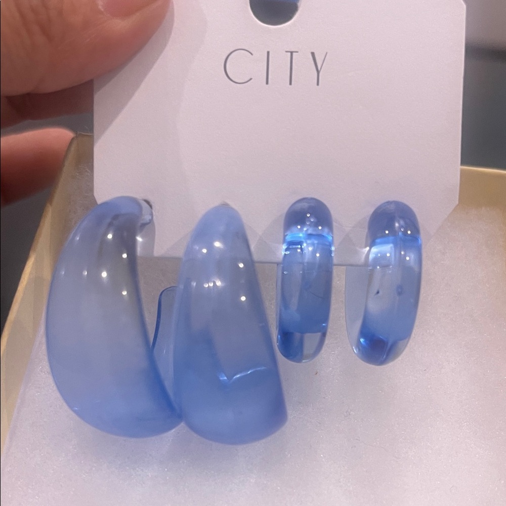 City Blue Hoop Earrings Set